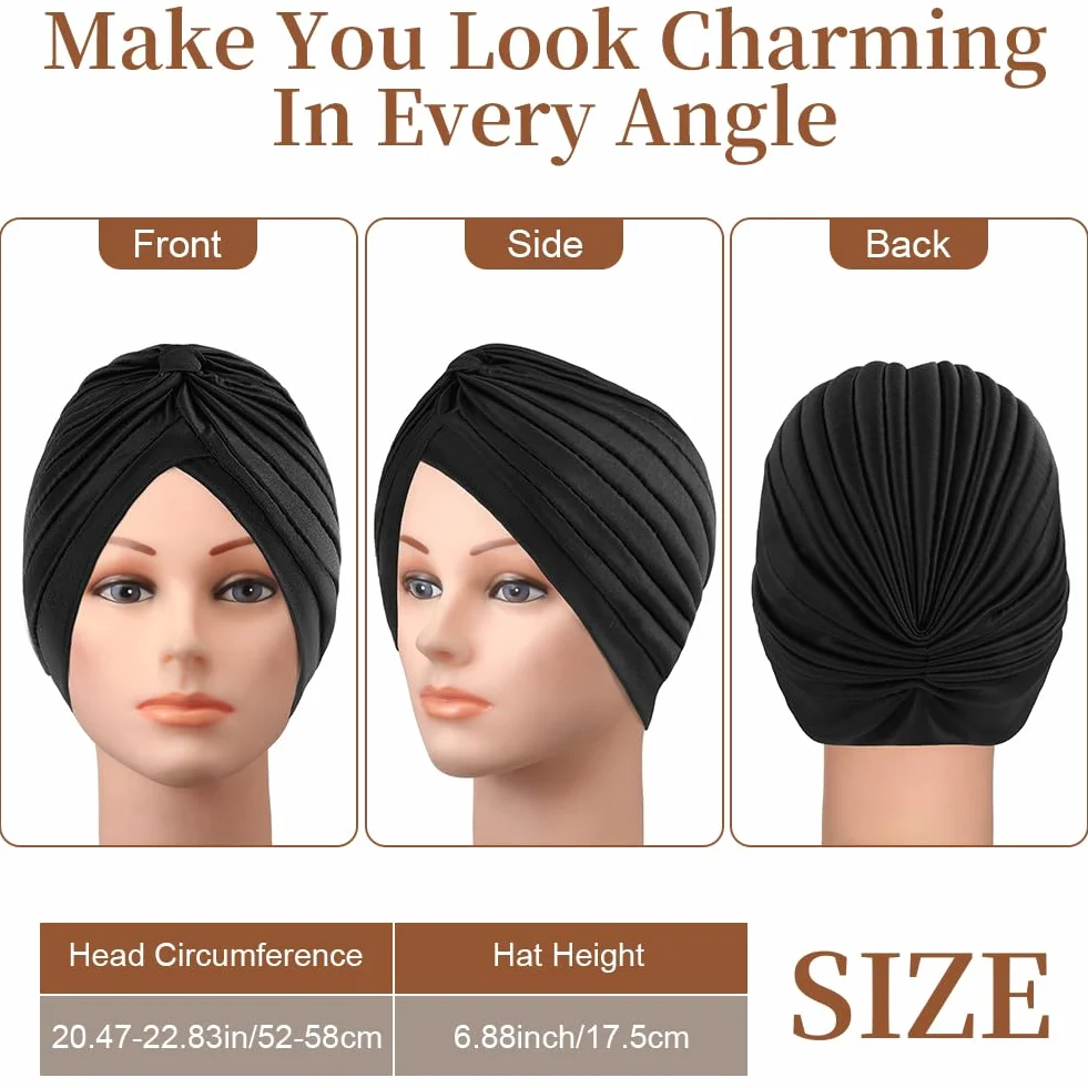 flintronic Kapelusze damskie, chemioterapia, czapka z rakiem, wstępnie wiązana beanie, nakrycie głowy, plisowana czapka, turban