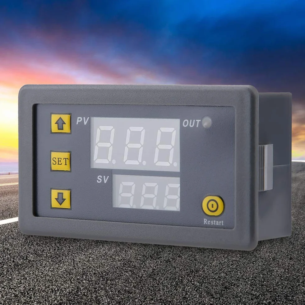 Arceli 12v 20A W3230 LCD Cyfrowy Zegar W3230 Cyfrowy Regulator Temperatury Termostat Miernik 12V 24V 220V Cyfrowy Termostat Termostat Przełącznik Czujnik z Wyświetlaczem(12V red and blue display)