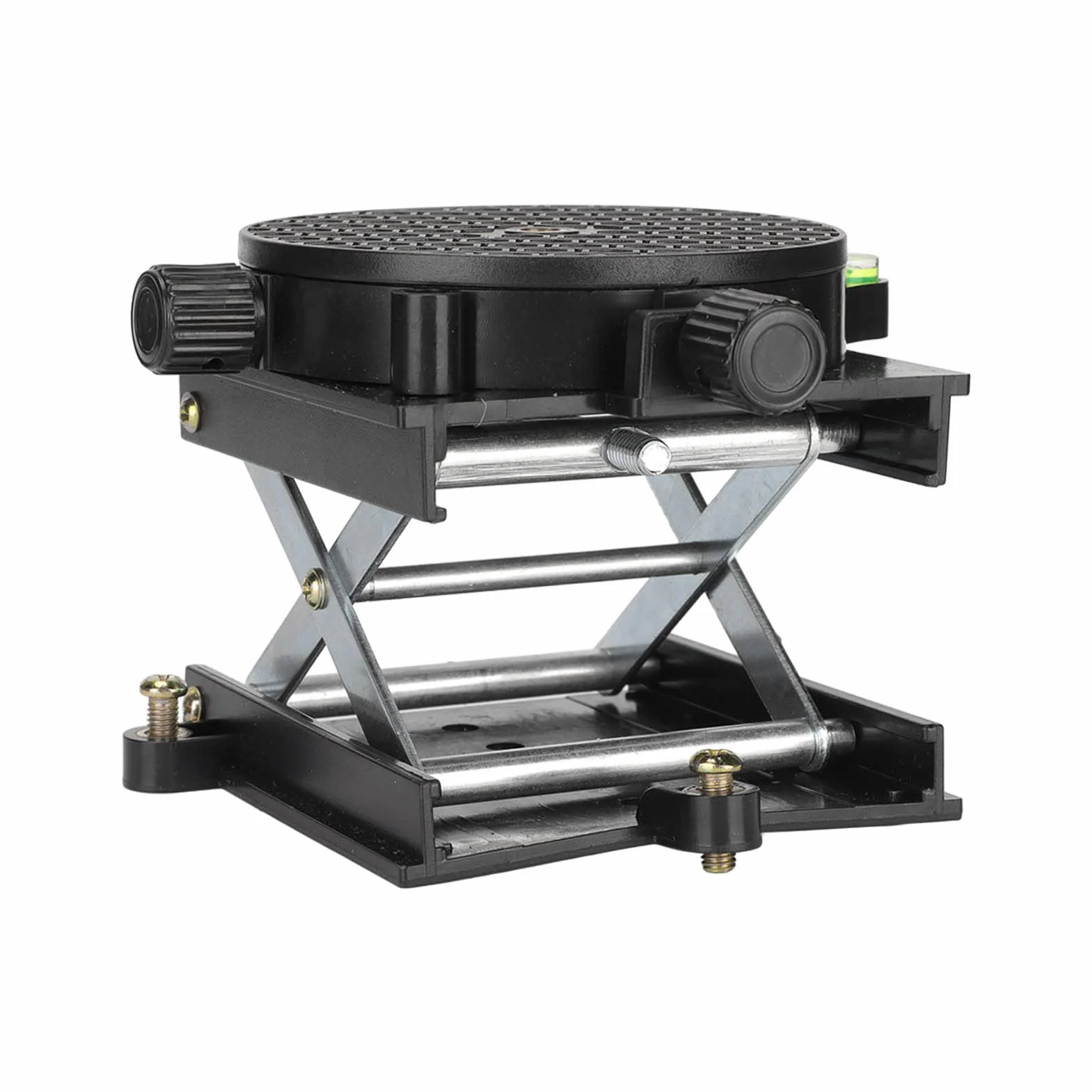Lab Jack Scissor Stand Platforma ze Stopu Aluminium Lab Lift Stand Stół 360 ° Obrotowa Platforma Podnosząca do Obróbki Drewna Eksperyment Rzeźbienia Rozszerzalny Podnośnik Nożycowy 6,5cm