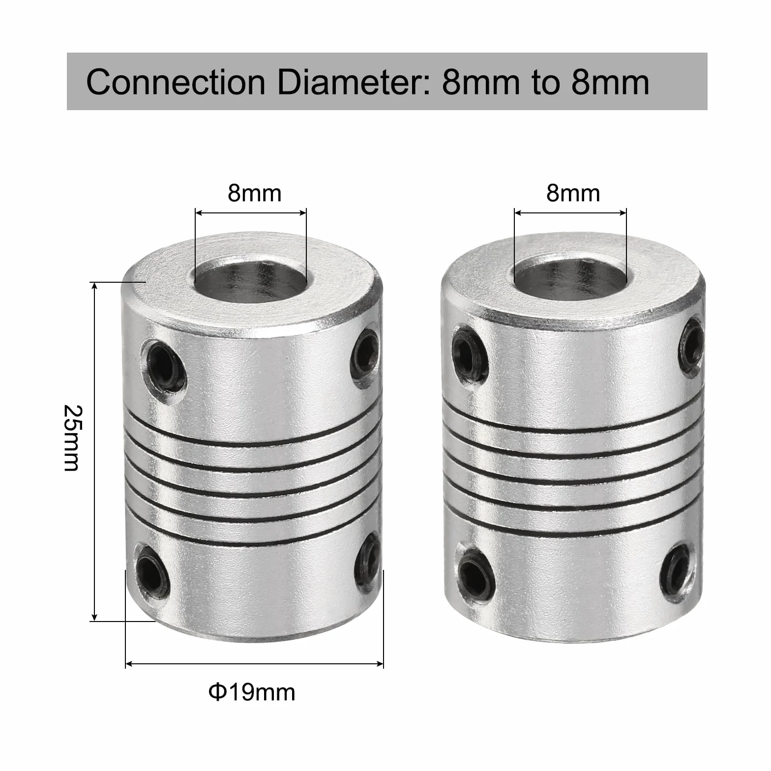Złączka wału ze stopu aluminium 8 mm na 8 mm elastyczne sprzęgło silnika do CNC i drukarki 3D L25 x D19