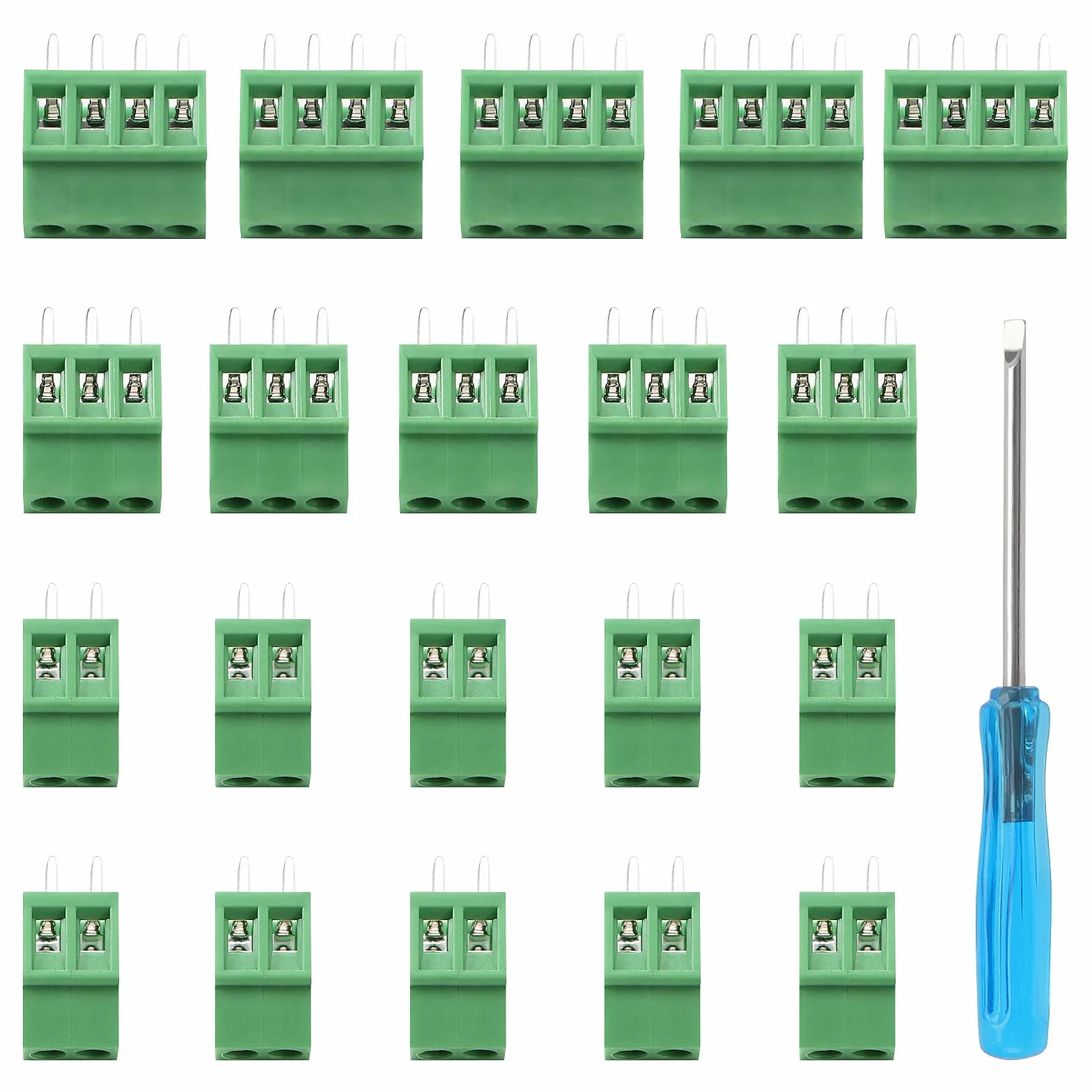 YIXISI 20 Sztuk 2.54mm Złączy Śrubowych PCB, Zielony Złącze Śrubowe
