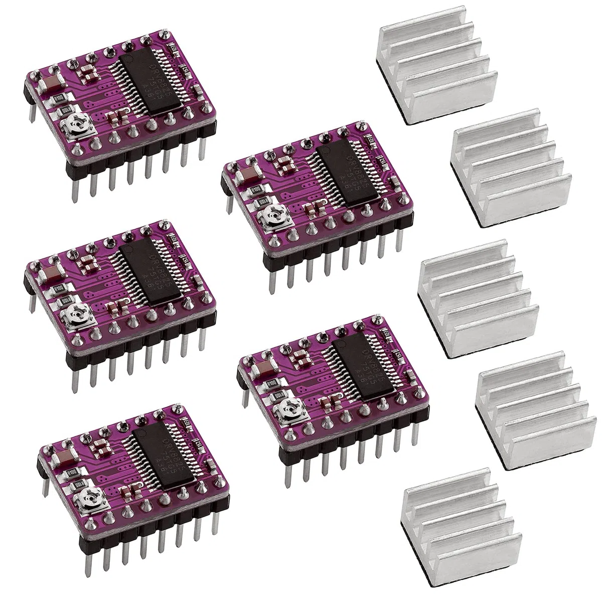 Moduł sterownika silnika krokowego DRV8825 z radiatorem, pasuje do części drukarki 3D, silnik krokowy 8,2 V ~ 45 V