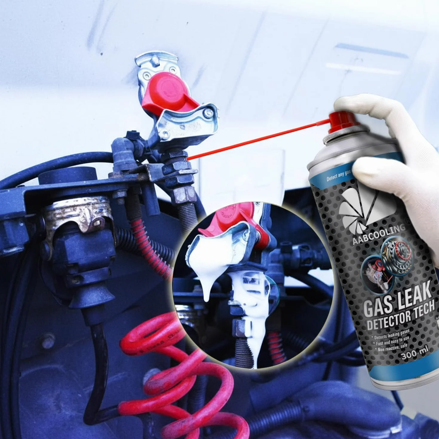 2x AABCOOLING Detektor Nieszczelności 300ml Tester Szczelności - Spray do Wykrywania Wycieków Powietrza w Układach Pneumatycznych - Szybka Diagnoza Nieszczelności Węży, Złączek, Reduktorów, Narzędzi