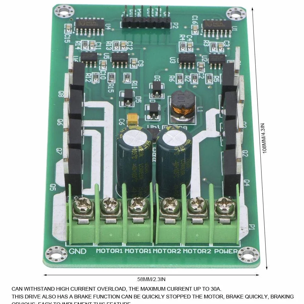 Moduł sterownika silnika Dual DC H-Bridge 3 ~ 36 V 10 A Peak 30 A moduł PWM do regulacji prędkości, MOSFET IRF3205 moduł napędowy silnika Driver Board do robota Smart Car