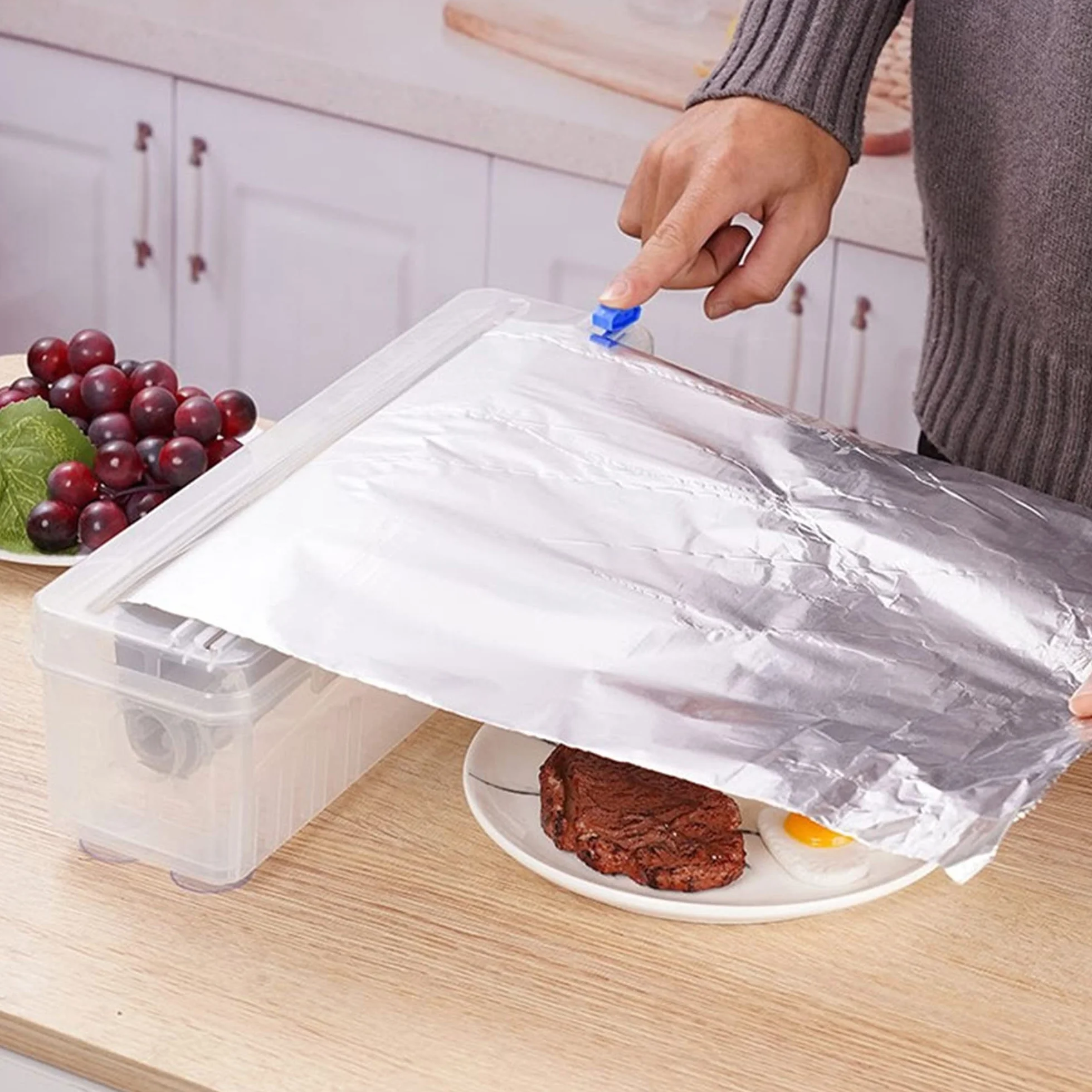 Plastikowy Obcinacz do Owijania, Dozownik do folii Spożywczych, Folia Wielokrotnego Użytku Tworzywo Sztuczne, do Pieczenia, Papier Maślany, Kuchnia Domowa