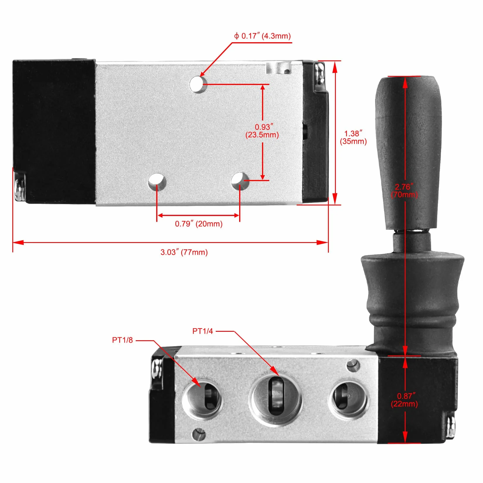 Heschen Pneumatyczny ręczny zawór mechaniczny 4H210-08 2-pozycyjny 5-drożny PT1/4 sterowanie ręczne Push-Pull z łącznikami i tłumikiem