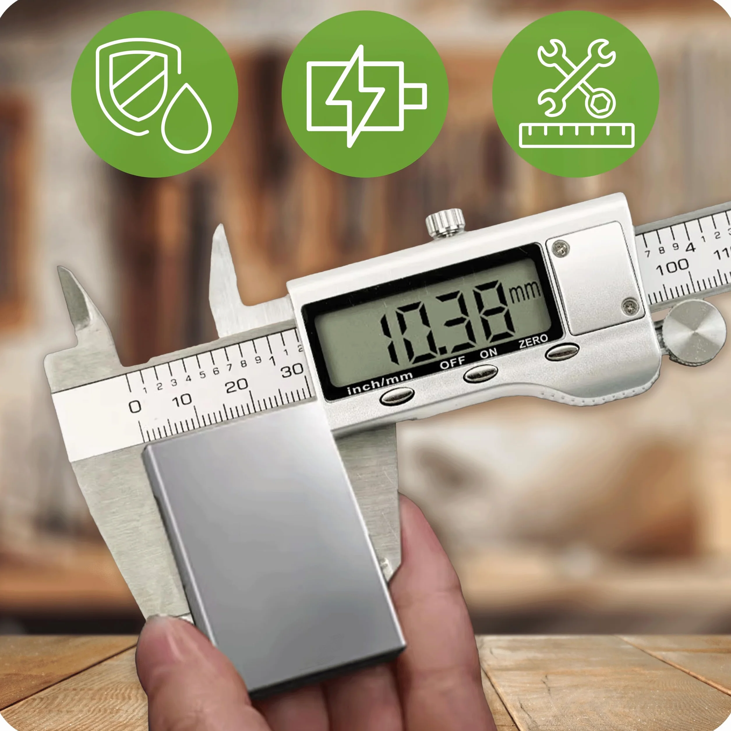 KRUMAD suwmiarka cyfrowa 150 mm ze stali nierdzewnej z kolorowym opakowaniem, cyfrowy precyzyjny przyrząd pomiarowy, elektroniczny suwmiarka LCD do średnic wewnętrznych i zewnętrznych, warsztat, dom