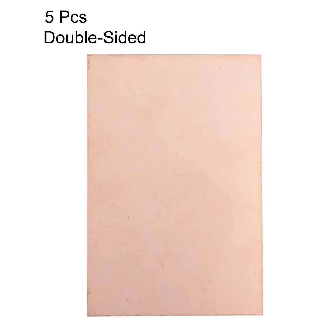 sourcing map 5 szt. obustronnie laminowana miedzią laminat PCB panel FR4 150 x 100 mm 5,91 x 3,94 cala grubość 1,5 mm DIY prototyp PCB tablica tabliczka z nazwiskiem
