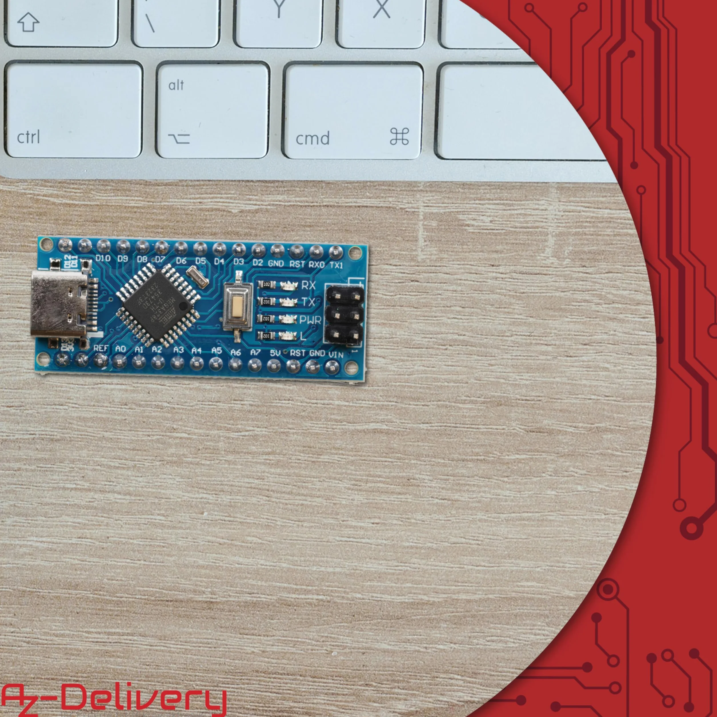 AZDelivery AZ-Nano V3-Board Zestaw z Przyłączem USB-C | Atmega CH340 Chip | Kompatybilny z Arduino i Arduino Pro Micro | W Zestawie E-Book