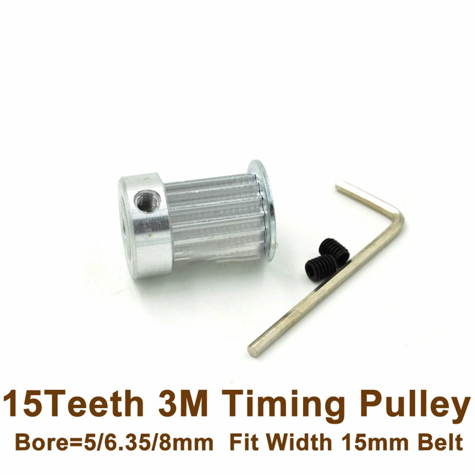 ZHaonan-Koło rozrządu, 15 rolek zębatych, otwór 5/6,35/8 mm, szerokość 15 mm, pasek HTD 3M 15T 15 zębów HTD3M do maszyny grawerowania CNC, dokładny rozmiar (średnica otworu: Otwór 6,35 mm)