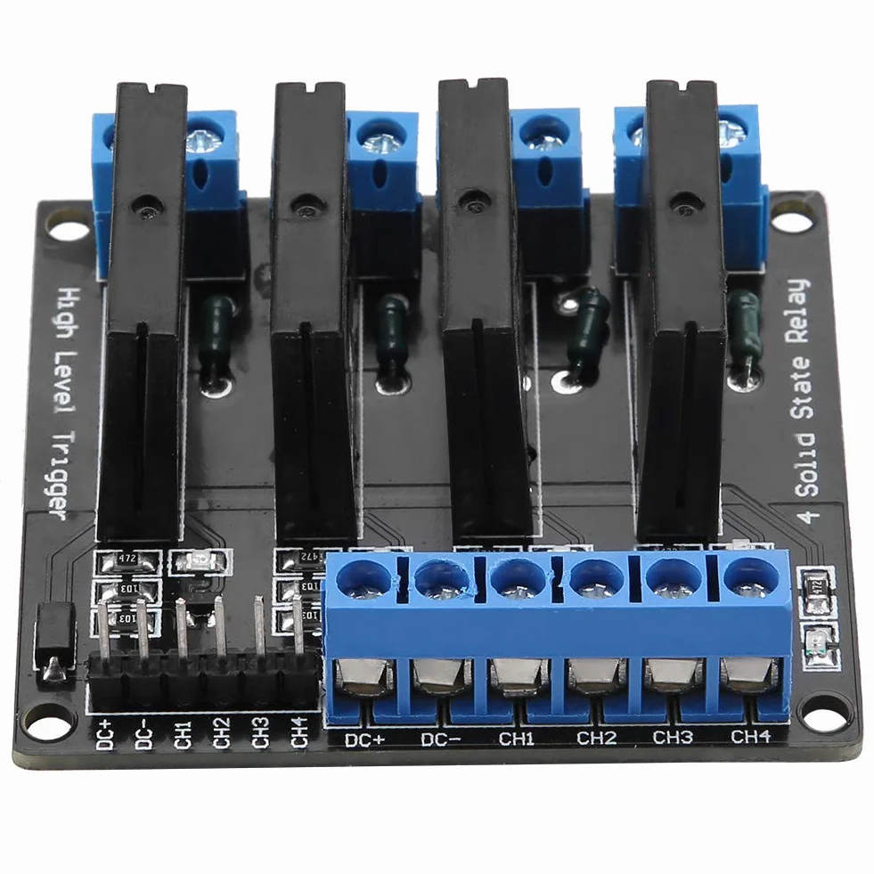 Moduł przekaźnika półprzewodnikowego 4-kanałowy SSR DC AC 5V High Level Trigger