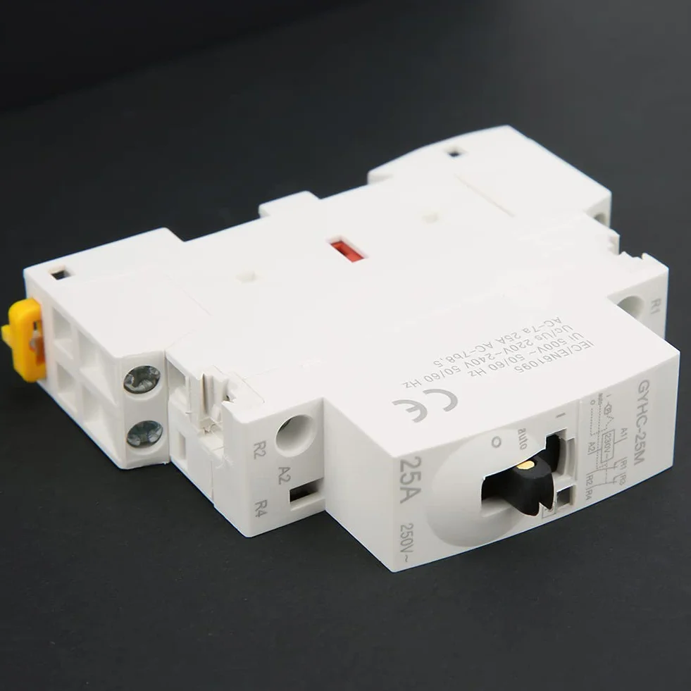 Stycznik AC na szynę DIN 220 V 50 Hz z Ręcznym Przełącznikiem Sterującym, oszczędność Energii, Cicha Praca, Niezawodne Przełączanie do Użytku Domowego (2NC)
