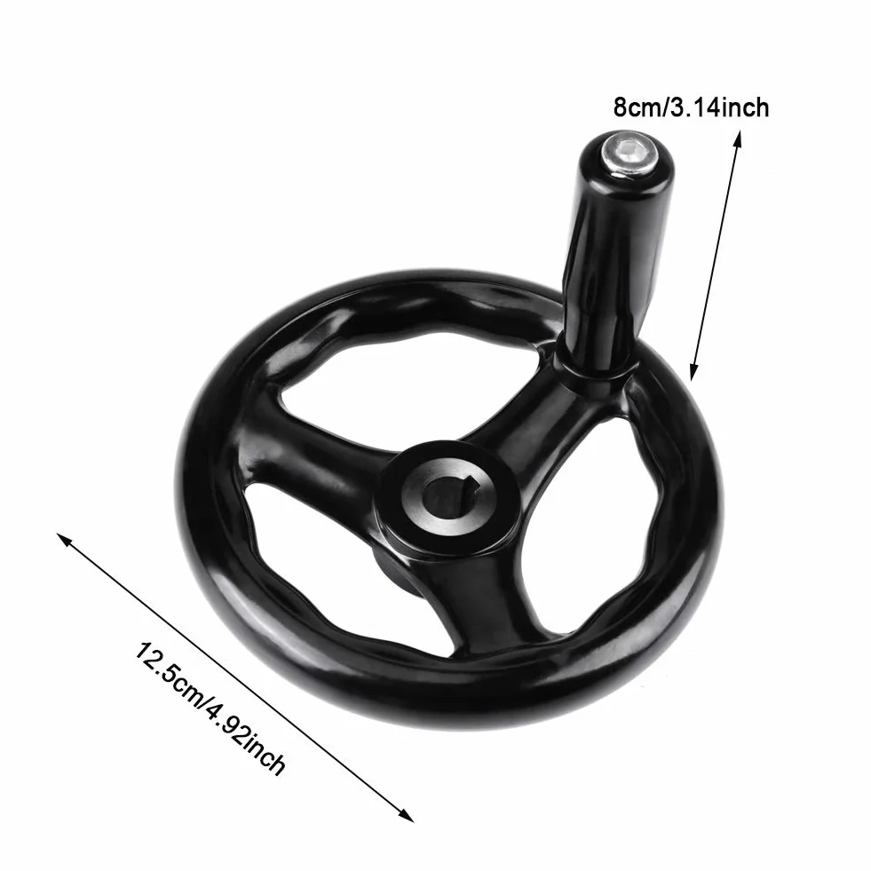 Pokrętło Ręczne 3-szprychowe 12x125mm Okrągłe Koło Frezarskie z Obrotowym Uchwytem