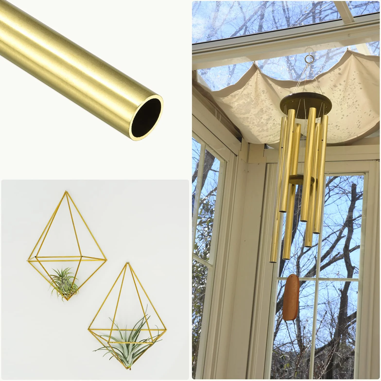 METALLIXITY Mosiężna rura (12 mm AD x 1 mm ściana gł. x 200 mm dł.), 2 szt. węży prostych – do domu, urządzeń, majsterkowania, rzemiosła artystycznego