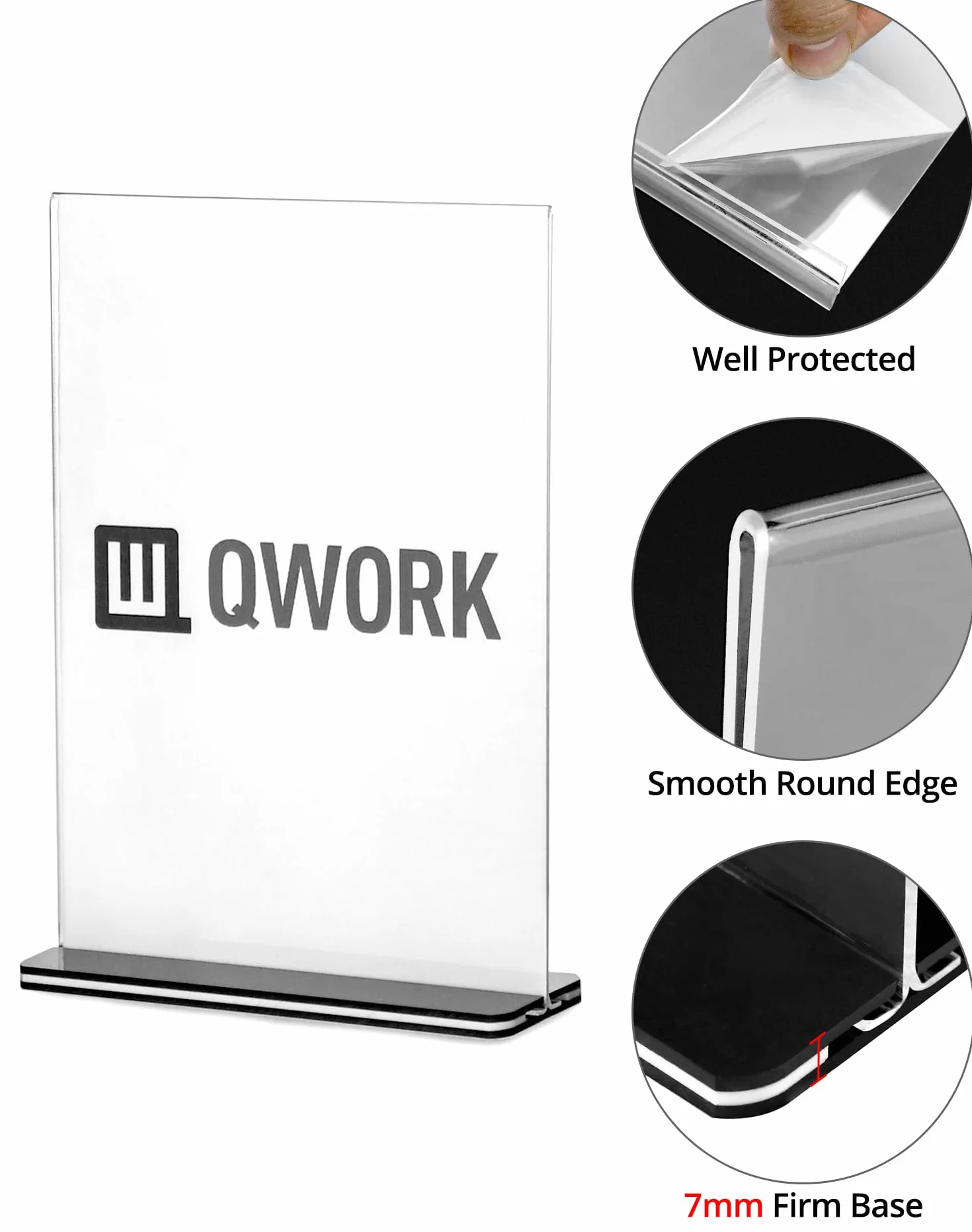 QWORK A5 akrylowe stojaki ekspozycyjne dwustronne dekoracje na środek stołu 6 szt.