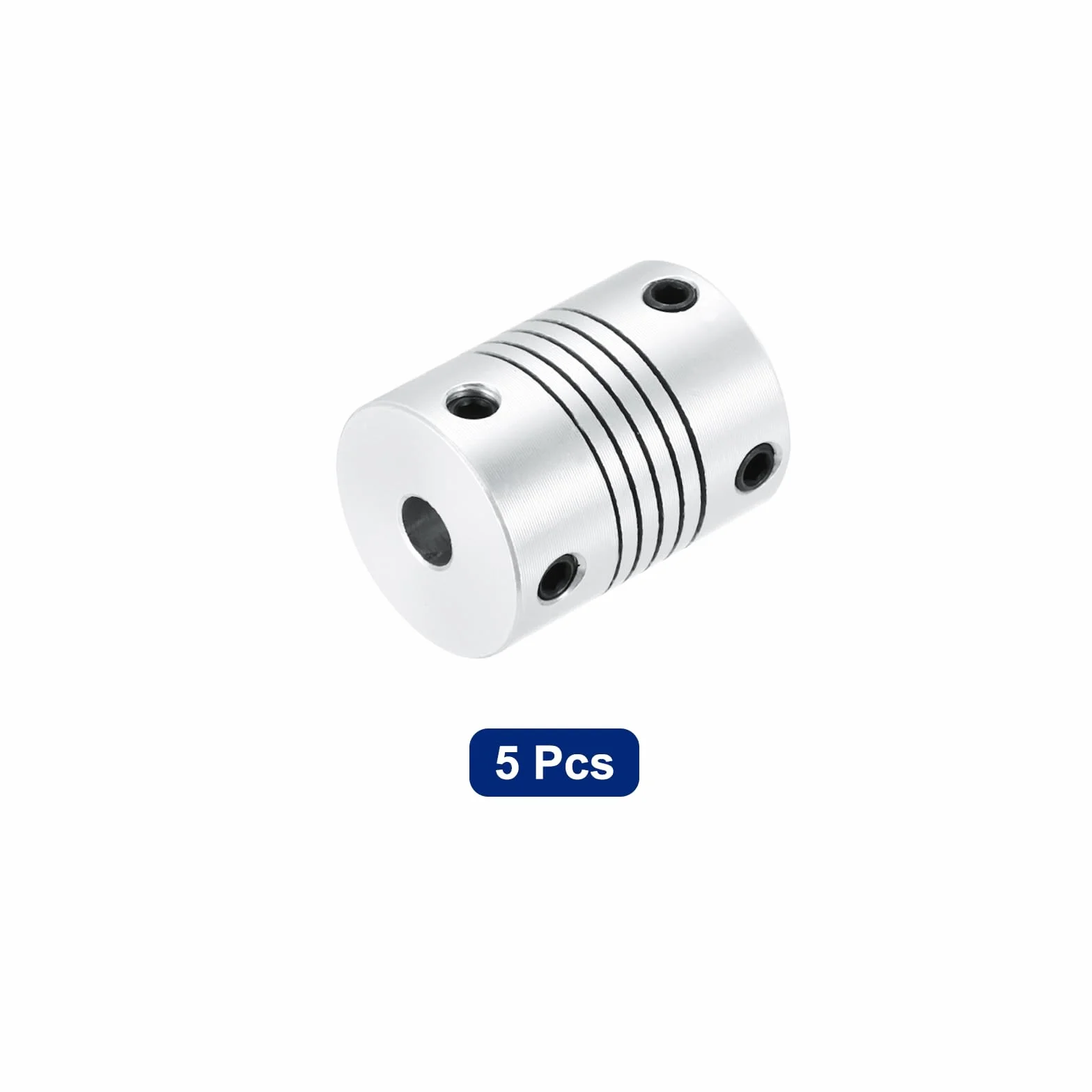 QUARKZMAN 5 sztuk 5 mm do 5 mm sprzęgło wału ze stopu aluminium L25xD19 elastyczne złącze złącza złącza silnika krokowego do drukarki 3D maszyna CNC zrób to sam, srebrny