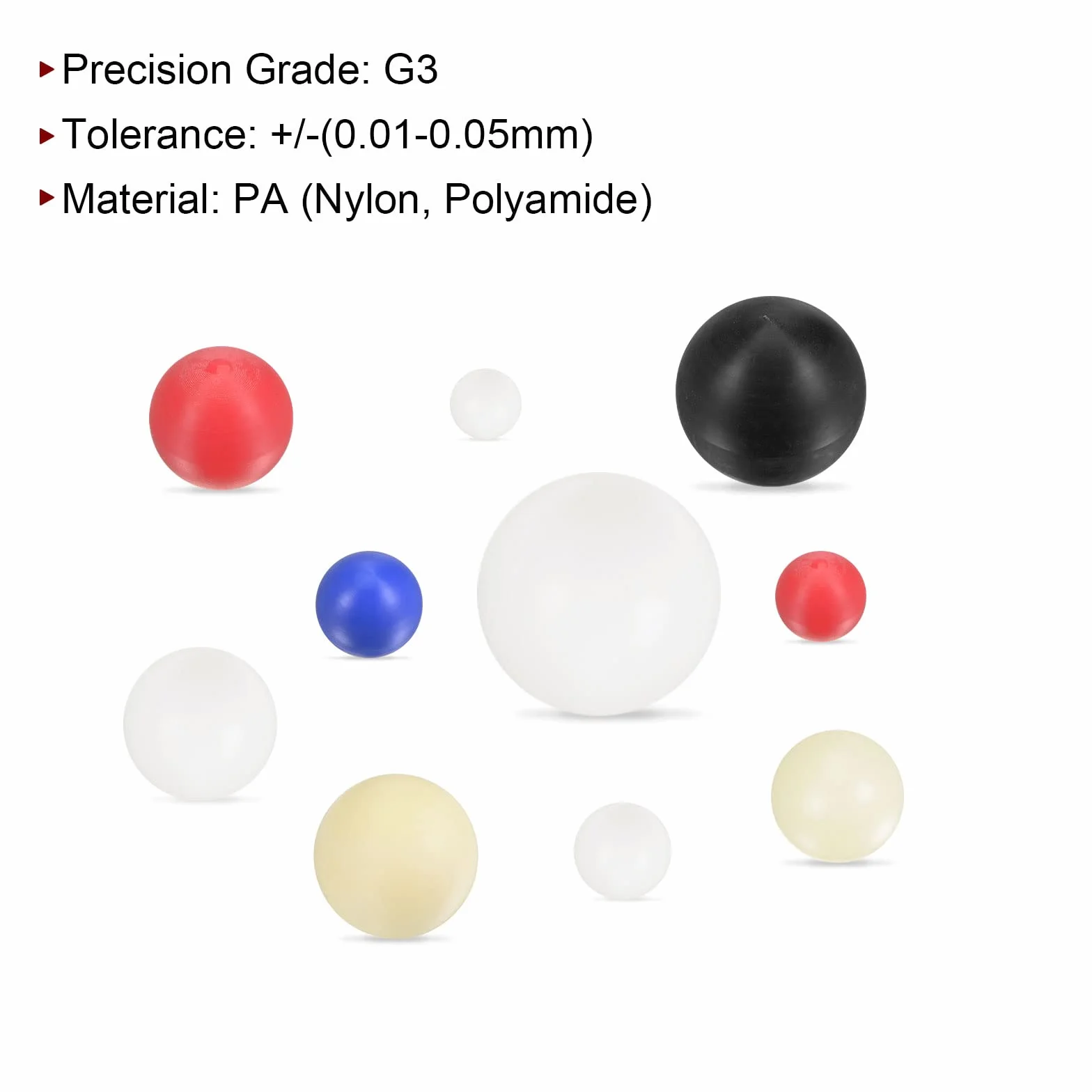 sourcing map 5 sztuk PA Nylon Stałe Kulki Plastikowe 8mm G3 Precyzyjne Łożysko kulkowe