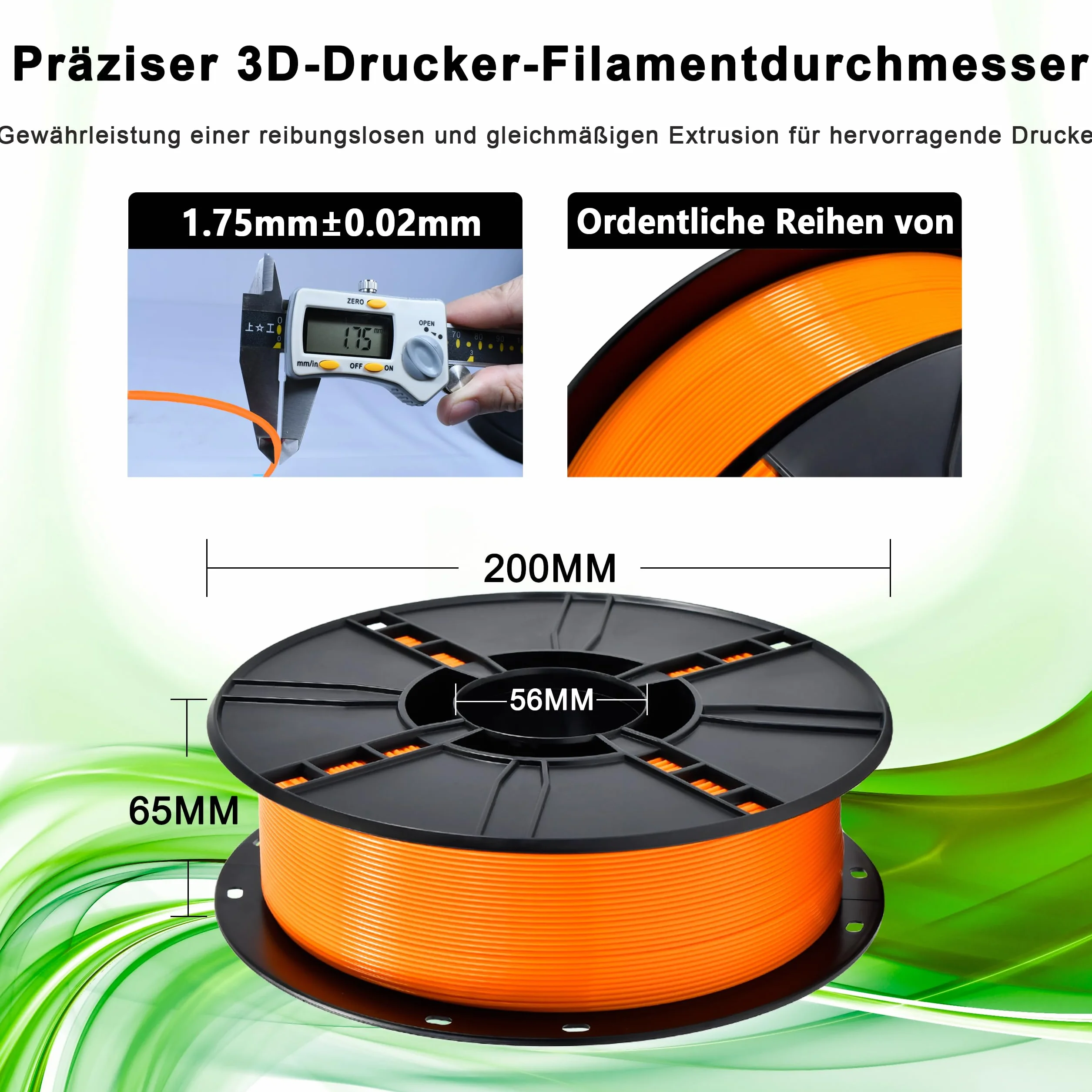 iBOSS PLA Plus (PLA+) filament 3D 1,75 mm, filament PLA Plus, dokładność wymiarowa +/- 0,02 mm, szpula 1 kg, filament do druku 3D, kolor pomarańczowy