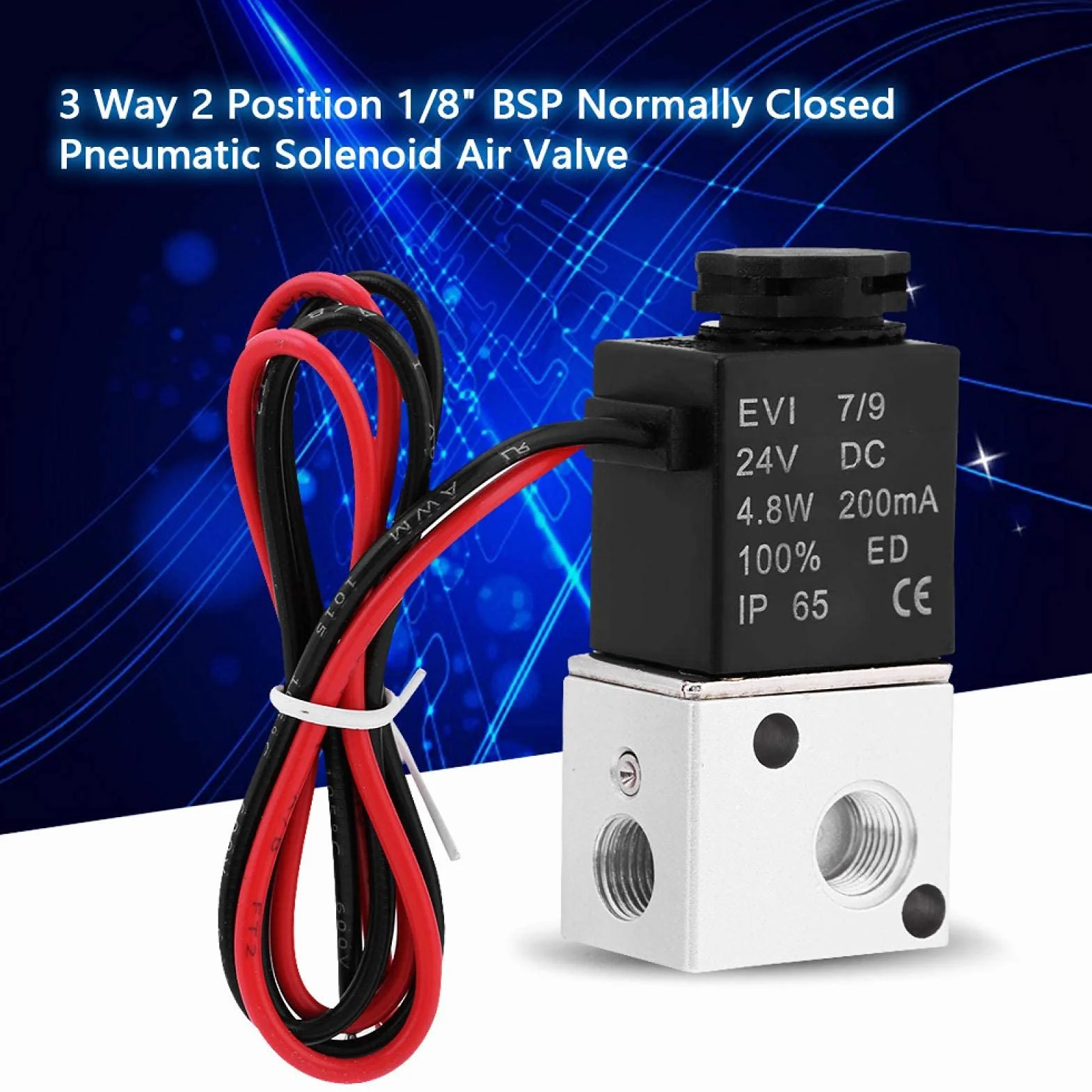Elektrozawór powietrza 3V1-06 DC24V 1/8" 3-drożny 2-pozycyjny BSP normalnie zamknięty