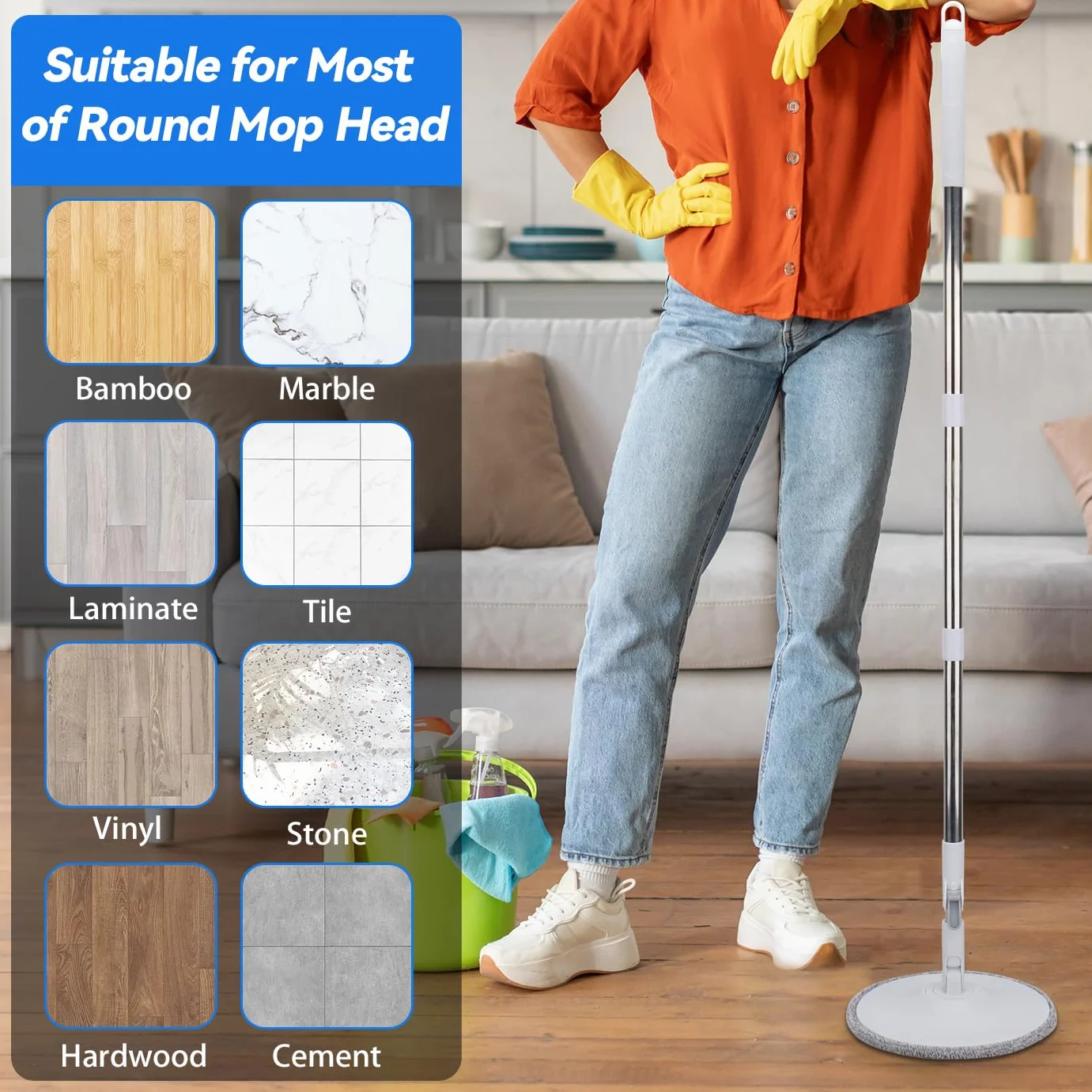Sgizoku Podkładka uzupełniająca do mopa spinningowego 6 szt. okrągłych wkładów z mikrofibry