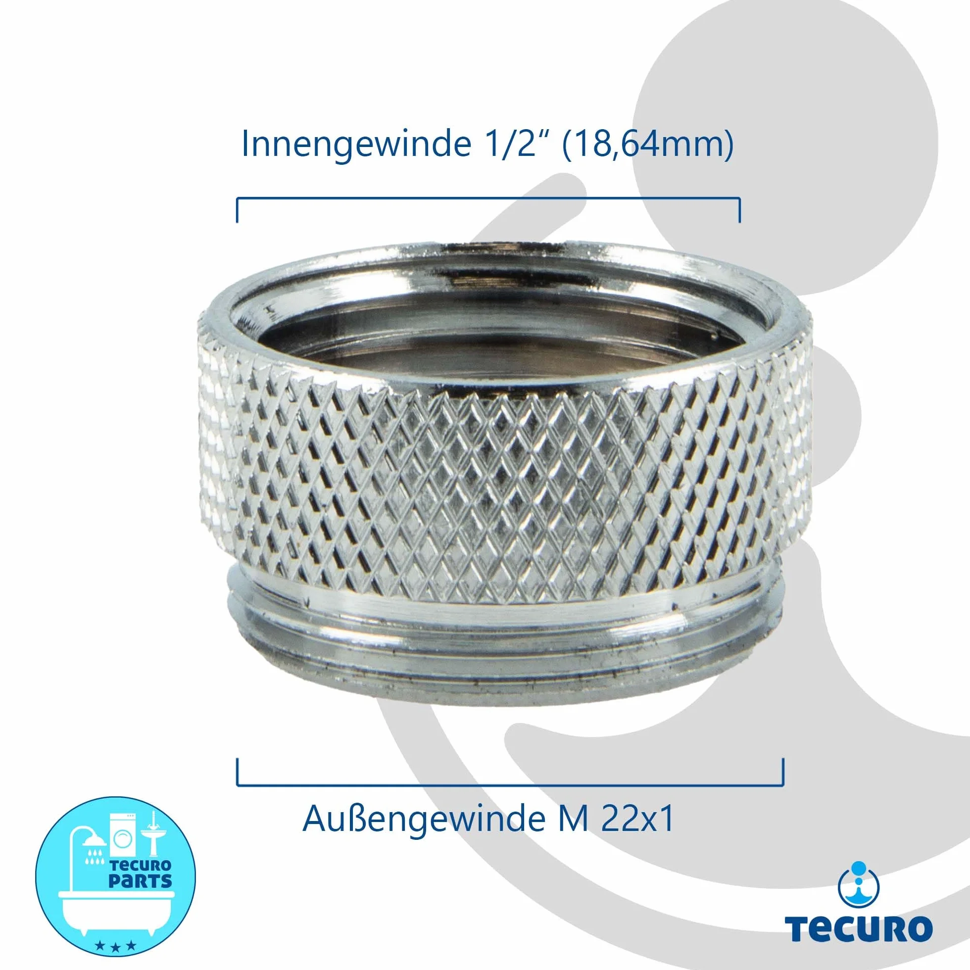 Tecuro Adapter montażowy M22x1 na 1/2 cala mosiądz chromowany
