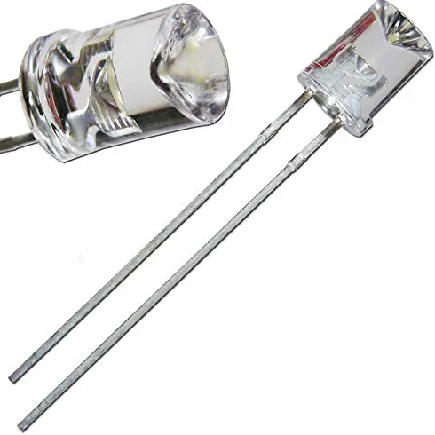 100x LED 5 mm przezroczysta soczewka wklęsła - żółte diody LED, dioda świetlna, okablowana, dioda świecąca, jako element