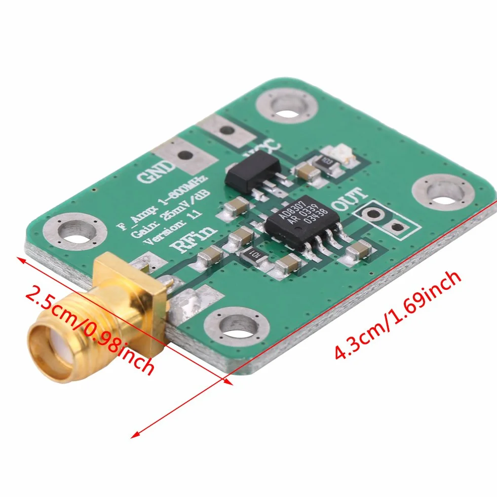 Akozon Moduł detektora logarytmicznego RF 1-600MHz Tester mocy sygnału -74dBm do 18dBm