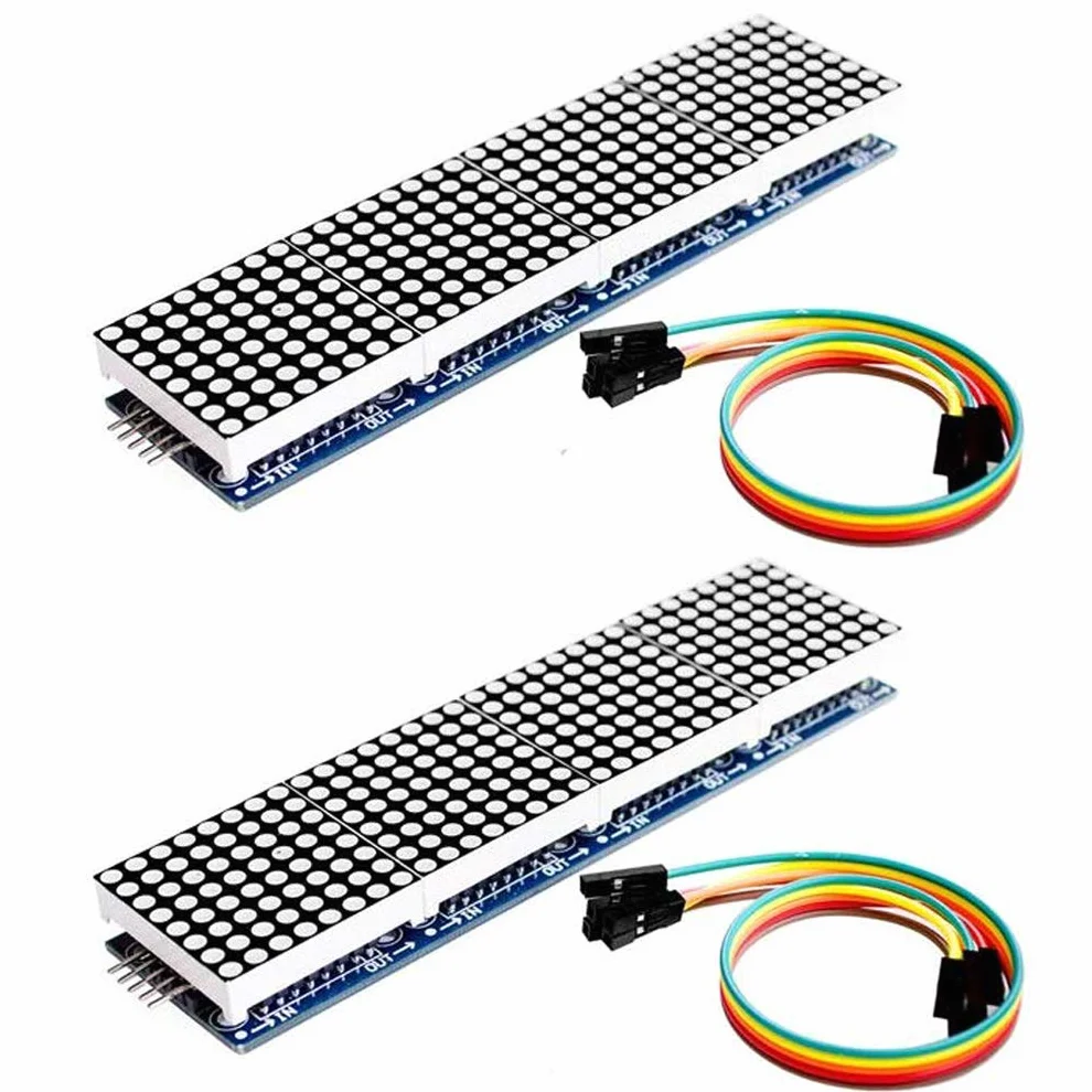 Hailege 2 szt. 8x8 Dot Matrix LED Module Four in One Dot Matrix Display for Arduino MicroController with Dupont Wire