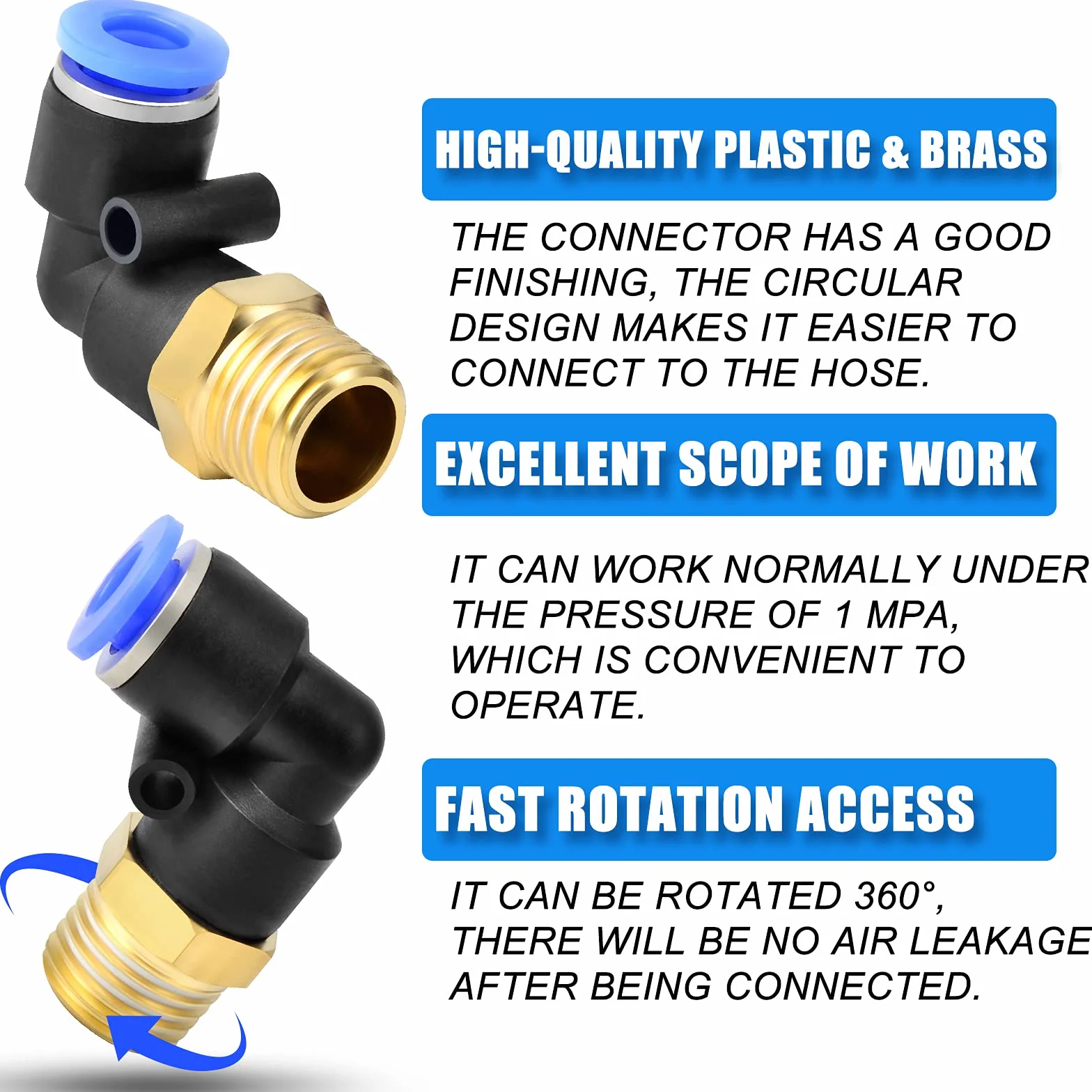8 mm Tube AD x 1/8 BSP Męski Elbow Push to Connect Fittings PL8-01