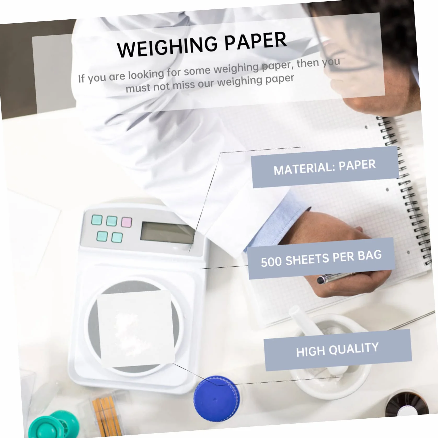500 Arkuszy papier do ważenia naczynie do ważenia wyposażenie instrumentów laboratoryjnych nieprzywierający papier wagowy praktyczna waga papierowa plac próbka czujnik zaopatrzenie