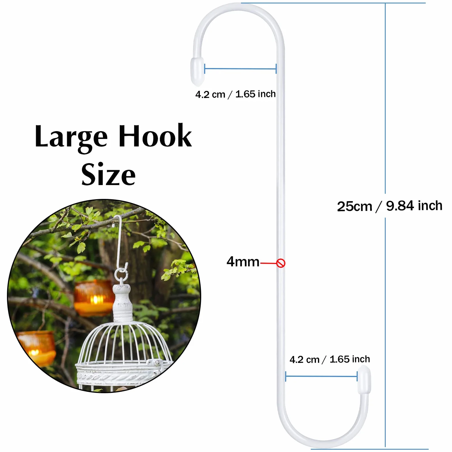 JatilEr 6 sztuk haczyków S 25 cm białe metalowe wiszące haczyki do doniczek
