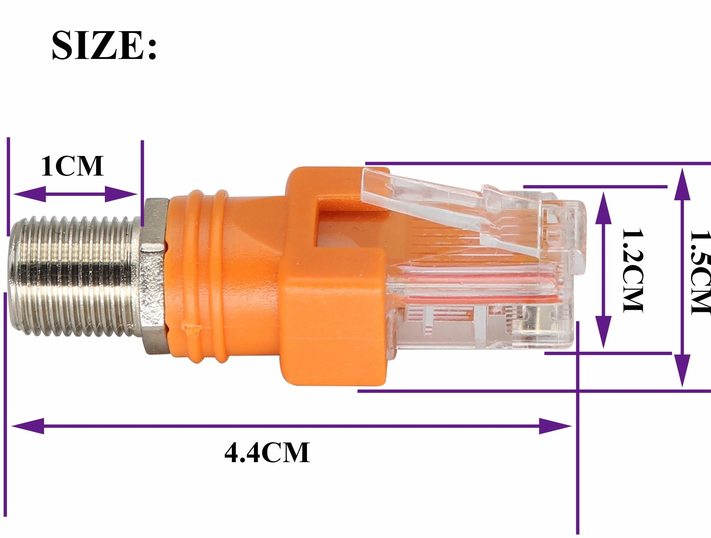 Adapter koncentryczny beczki RF żeński na RJ45 męski Ethernet, konwerter RF na RJ45 do większości testerów linii, detektora linii, wyszukiwarki linii i innych urządzeń wykrywających. (2