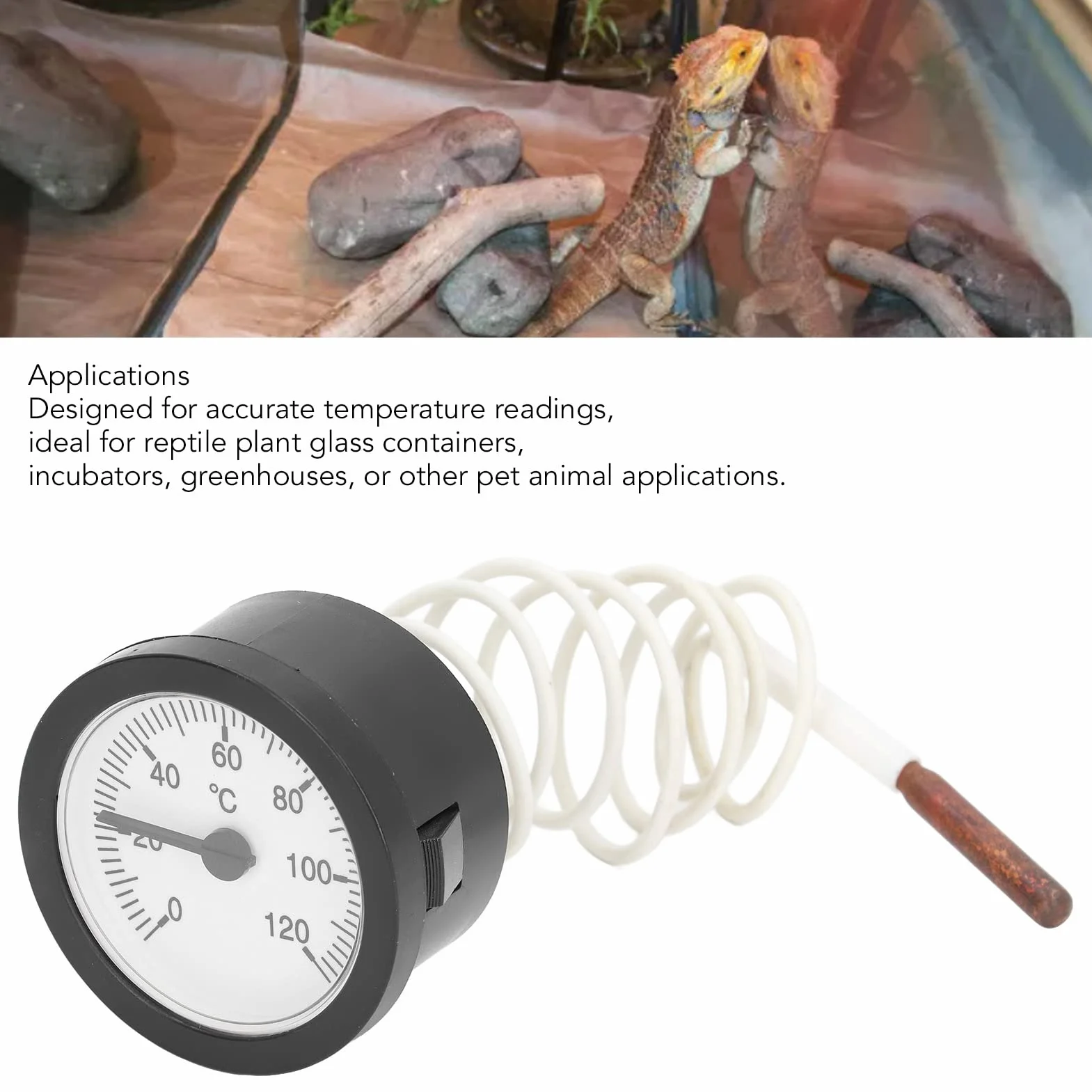 Bi Metalowy Termometr Okrągły 0-120℃ do Gazów, Gorącej Wody, Kotłów, Rur i Grilla