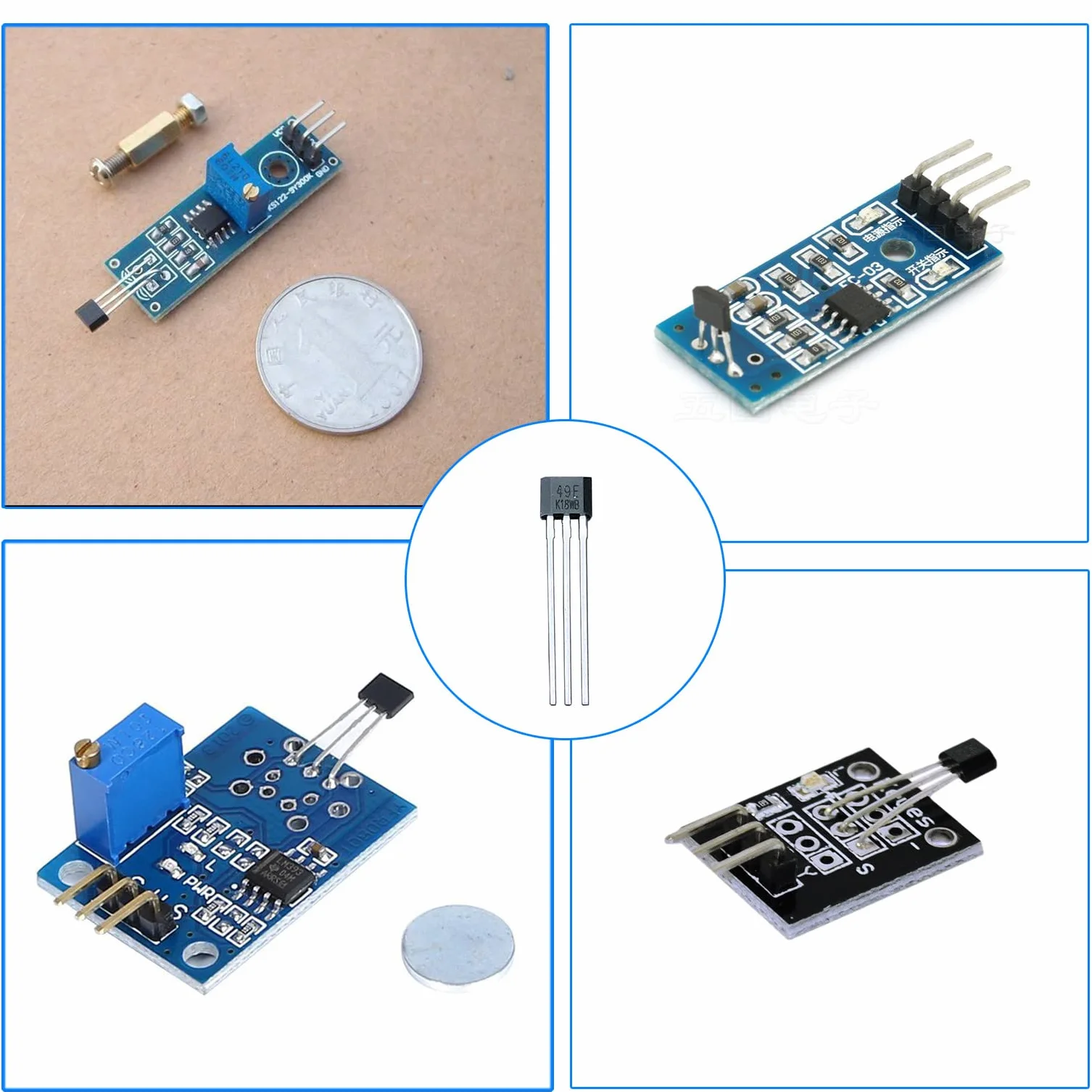 40 szt. Linear Hall Effect Sensors 49E OH49E SS49E S49E TO-92 3-pinowy przełącznik czujnika do naprawy silnika elektrycznego