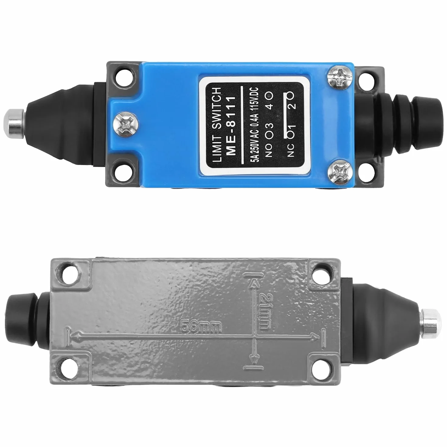 QWORK 4 sztuki ME-8111 Plunger chwilowy wyłącznik krańcowy, 5 A 250 V AC, NC-NO, wysoka czułość