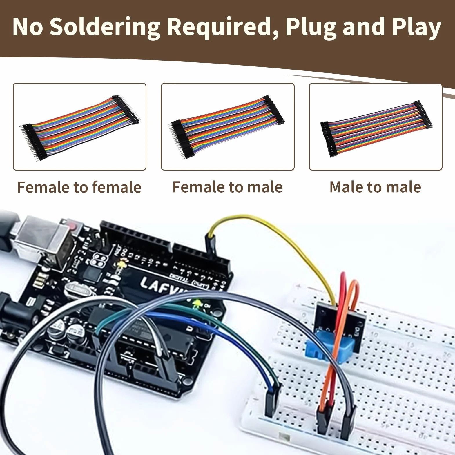 Kabel Dupont 40 pinów 3 w 1 taśma kablowa męska żeńska 2,54 mm 20 cm do Arduino