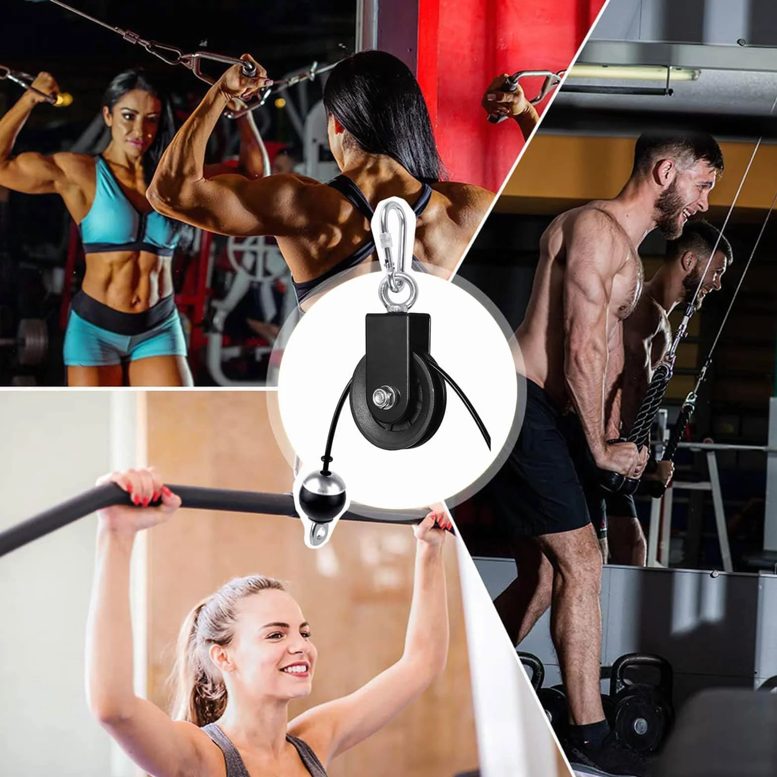 Rolka zwrotna 90 mm do lin 10 mm | udźwig 160 kg, funkcja obrotu 360° i niska głośność | Do urządzeń fitness, leśnictwa, domowego fitness i majsterkowania (2 sztuki)