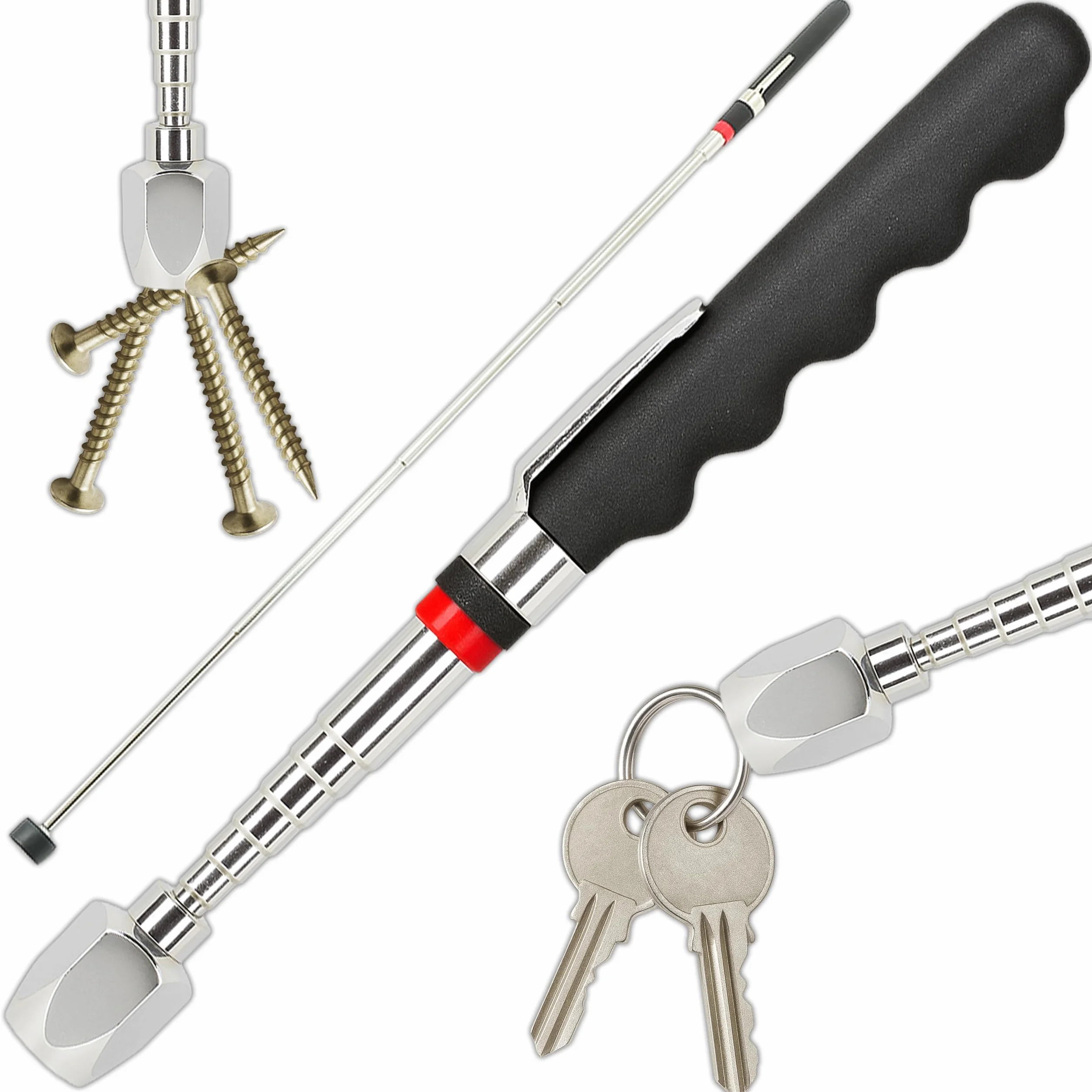KRUMAD Teleskopowy chwytak magnetyczny 16 lb ze stali nierdzewnej i stopu cynku 18.2-77.5 cm
