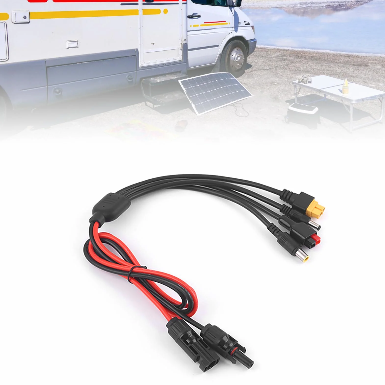 Przedłużacz do Panelu Słonecznego ze Złączem żeńskim 4 w 1 DC5521 7909 XT60 do ładowania Wielu Elektrowni Słonecznych Wodoodporna Konstrukcja IP68