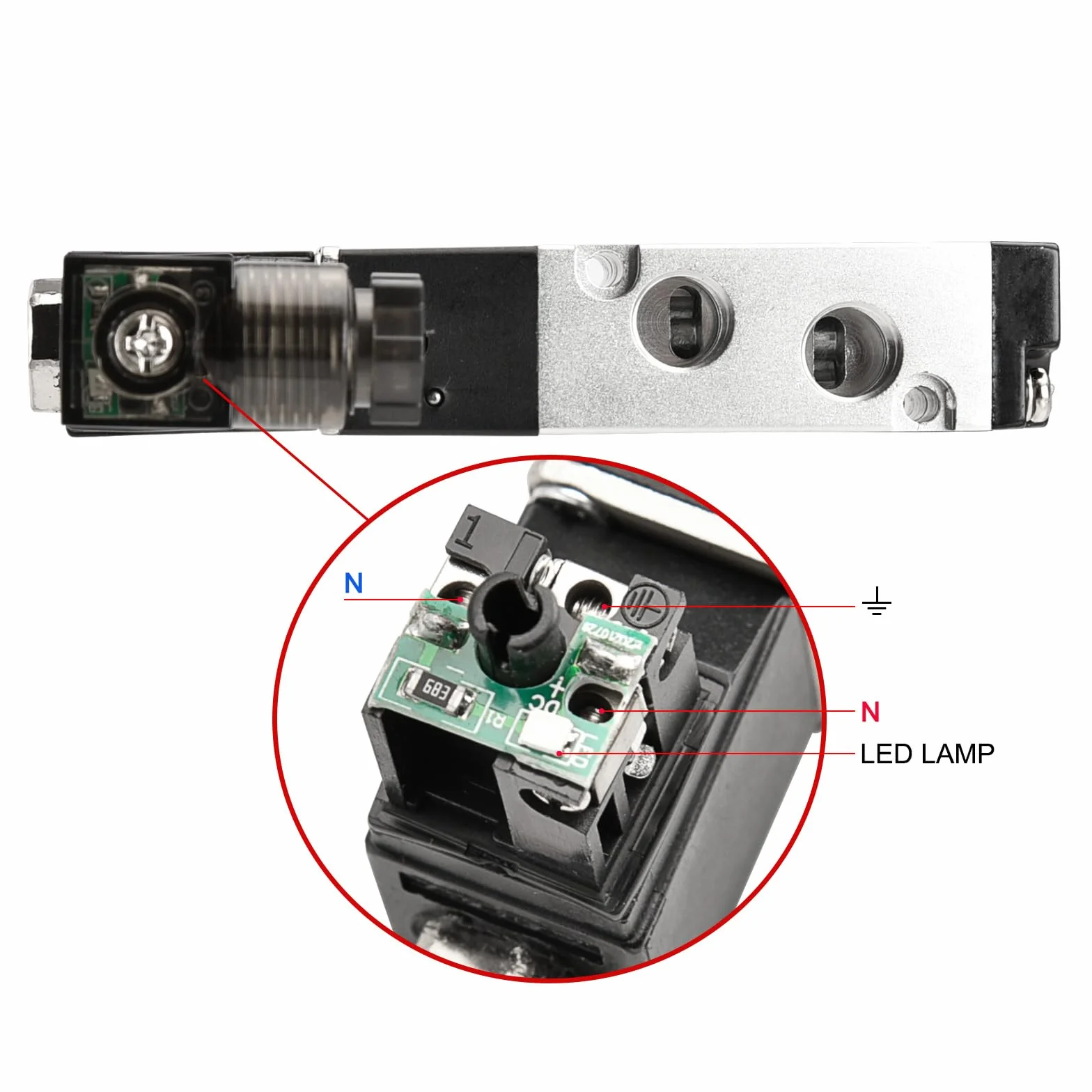Heschen Elektryczny zawór elektromagnetyczny 4V110-06 24VDC PT1/8 5-drożny 2-pozycyjny