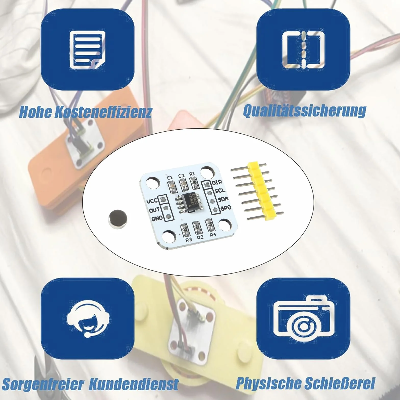 2 sztuki enkoder magnetyczny moduł czujnika kąta indukcyjnego, AS5600, moduł czujnika do pomiaru kąta, indukcji, 12 bitów, wysoka precyzja