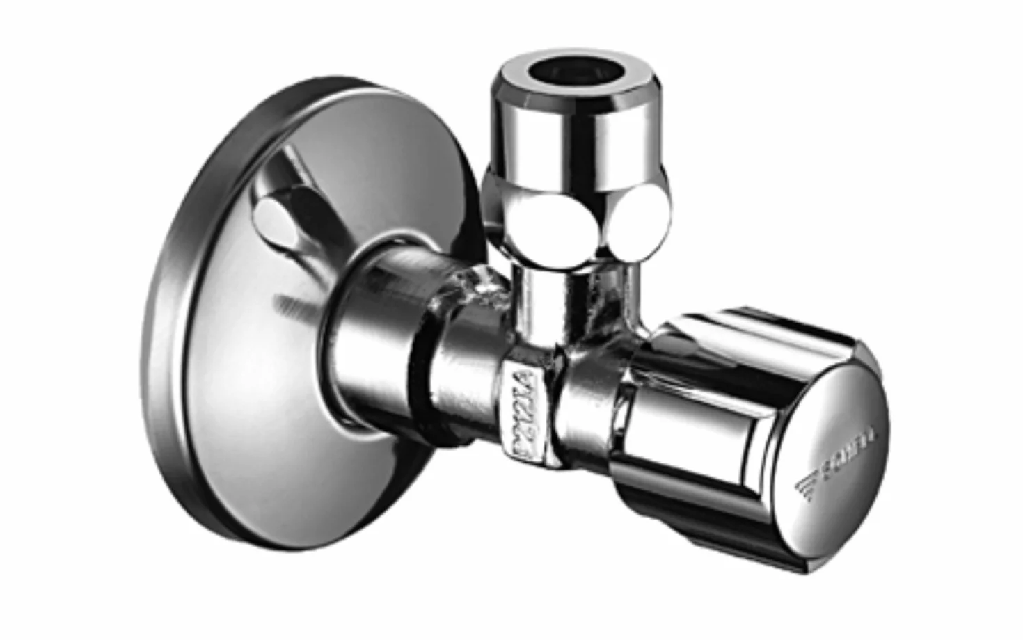 SCHELL 049070699 Zawór regulacyjny narożny Comfort ½" chromowany, DIN zawór regulacyjny z uchwytem, długi trzon pchający, rozeta do pchania, 54 mm, mosiężne złącze stożkowe z regulacją długości
