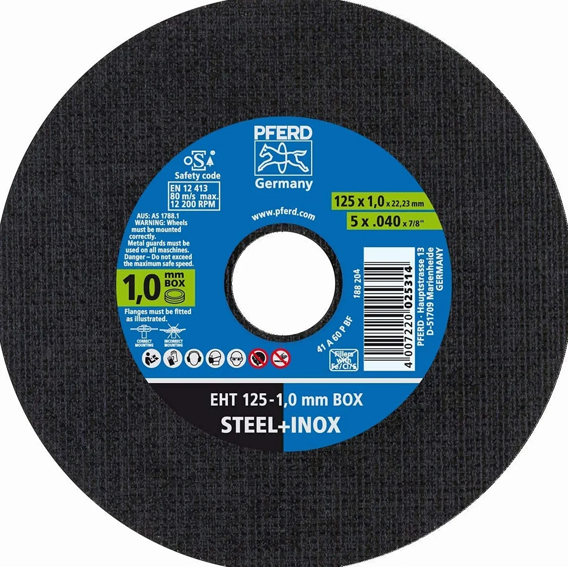 Pferd 69121041 szlifierka kątowa tarcza tnąca EHT pudełko (10 sztuk) - 125 x 1,0 mm