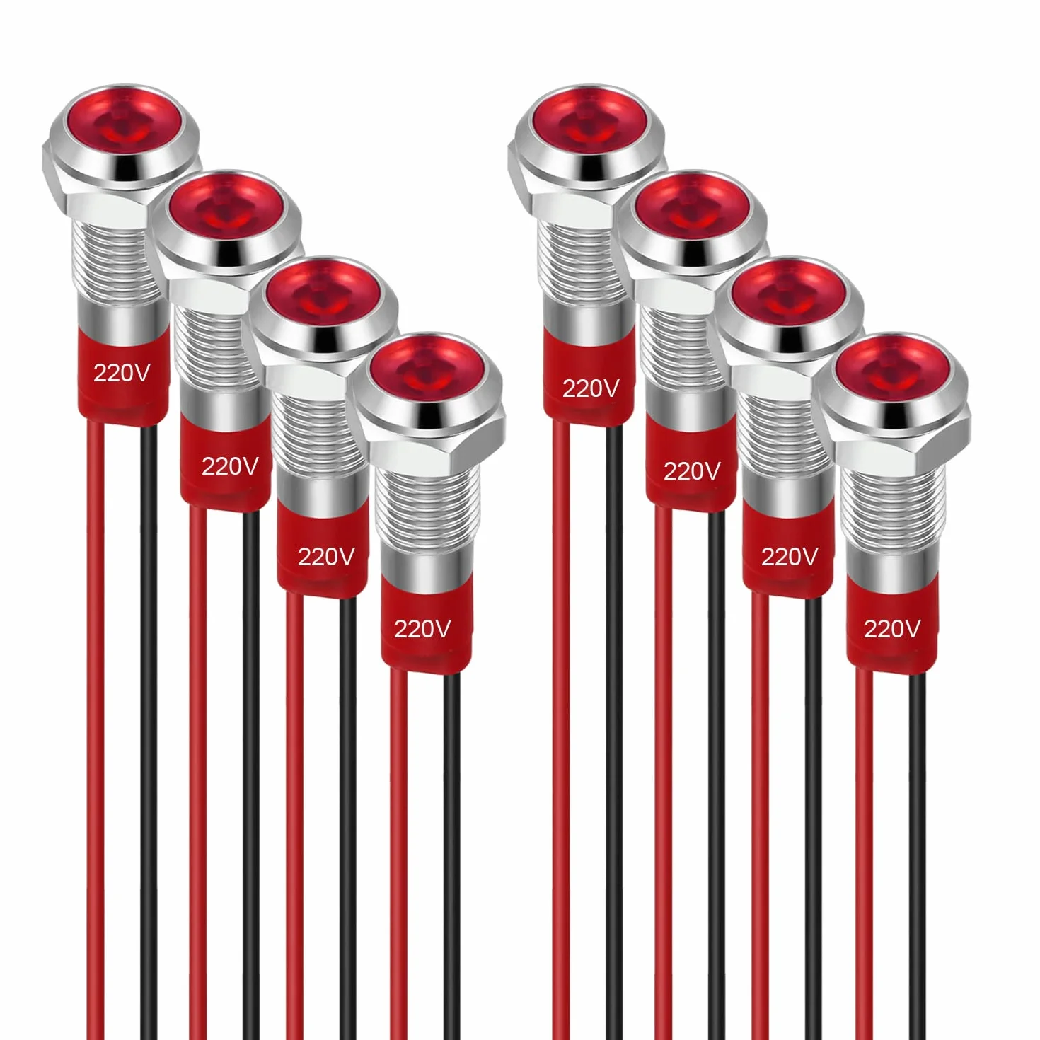 GUUZI Wskaźnik LED 220-230V Wodoodporny 6mm 8szt Czerwony