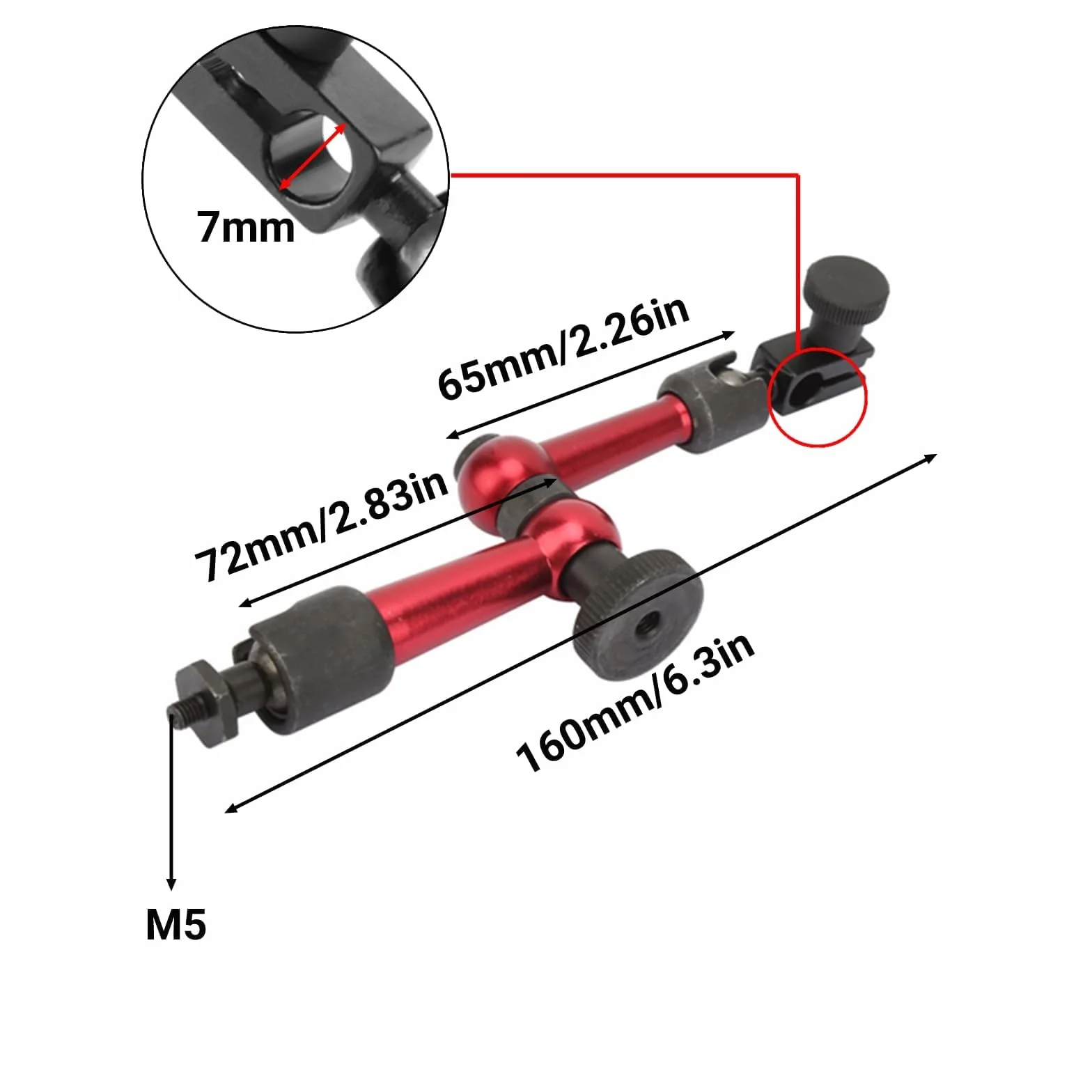 Uchwyt Czujnika Zegarowego z uniwersalną podstawą magnetyczną M5, Czujnik Zegarowy z podstawą magnetyczną Czujnik Zegarowy z Uchwytem na Stojak Ramię Magnetyczne do Czujnika