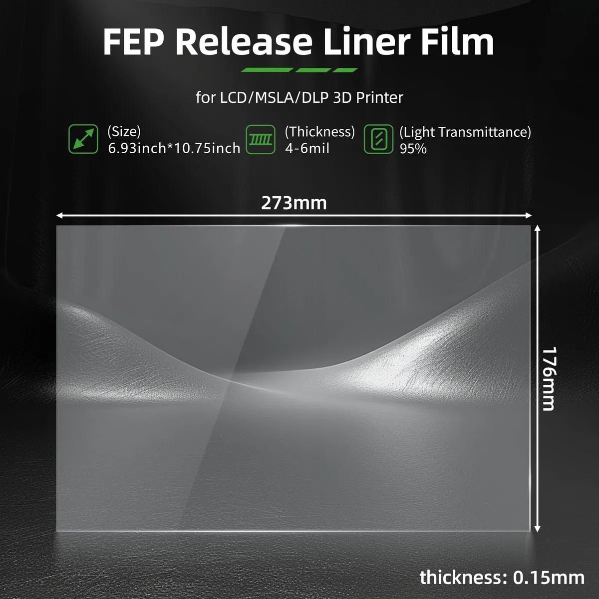 5 szt. folii Saturn 4 Ultra FEP Release Liner 273x176x0,15mm, 5 szt. 95% przepuszczalności światła FEP kompatybilna z Elegoo Saturn 2/3/4/4 Ultra/4 Ultra 16K LCD MSLA DLP żywica drukarki 3D