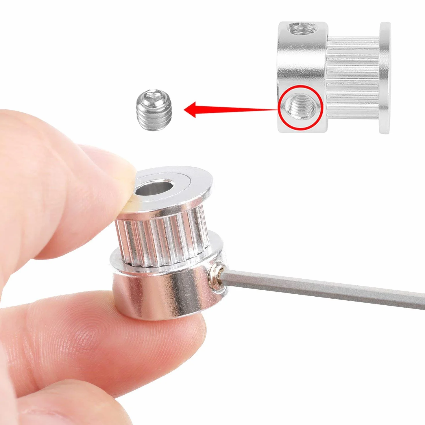 GT2 Koło pasowe rozrządu 8 szt. 5 mm 20 zębów Koło zębate i GT2 5 metrów guma 2 mm do skoku 6 mm szeroki pasek rozrządu z kluczem imbusowym do drukarki 3D CNC