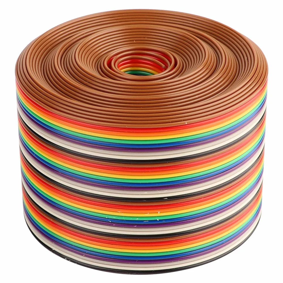 40P Tęczowy Przewód Taśmowy Przewód Kolorowy 1,27 mm Rozstaw Przewód Płaski Szerokość 5,08 cm dla Złączy (2 metry)