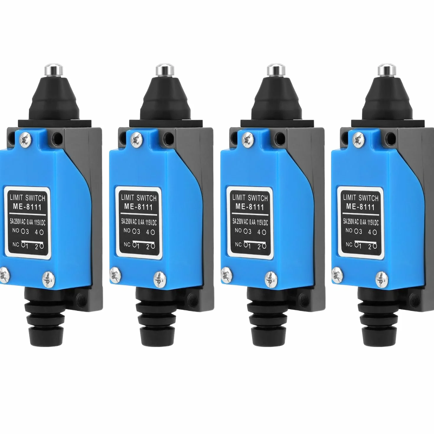QWORK 4 sztuki ME-8111 Plunger chwilowy wyłącznik krańcowy, 5 A 250 V AC, NC-NO, wysoka czułość