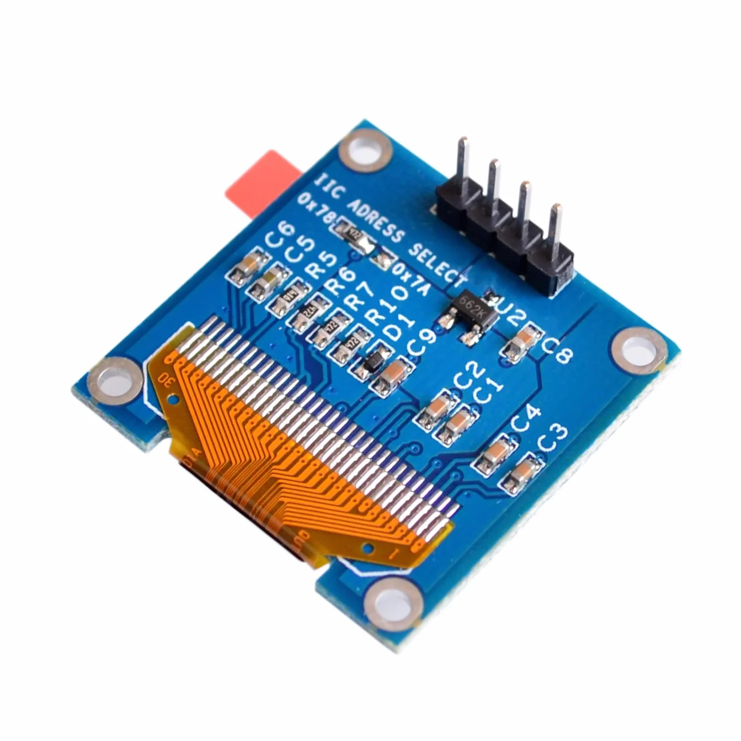 4 x wyświetlacz OLED 0,96", niebieskie znaki, I2C 128 x 64 pikseli, moduł wyświetlacza I2C, kompatybilny z Arduino Raspberry Pi